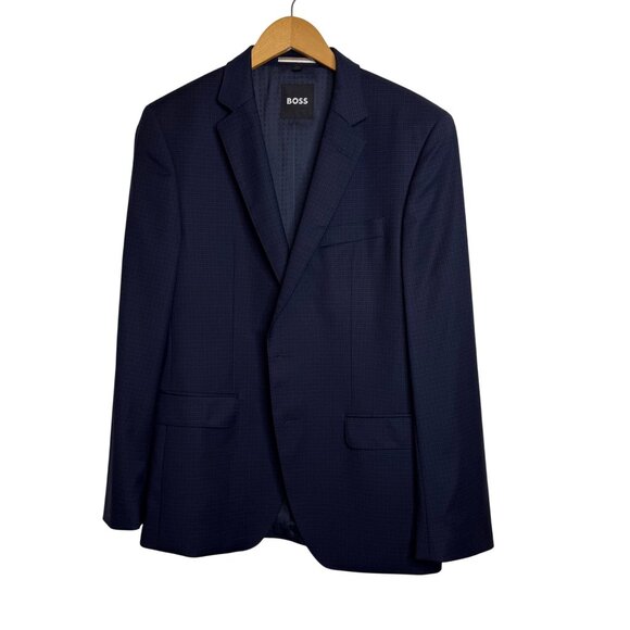Hugo Boss Blue Checked Suit Jacket Slim Size 40R NWOT - Picture 3 of 9